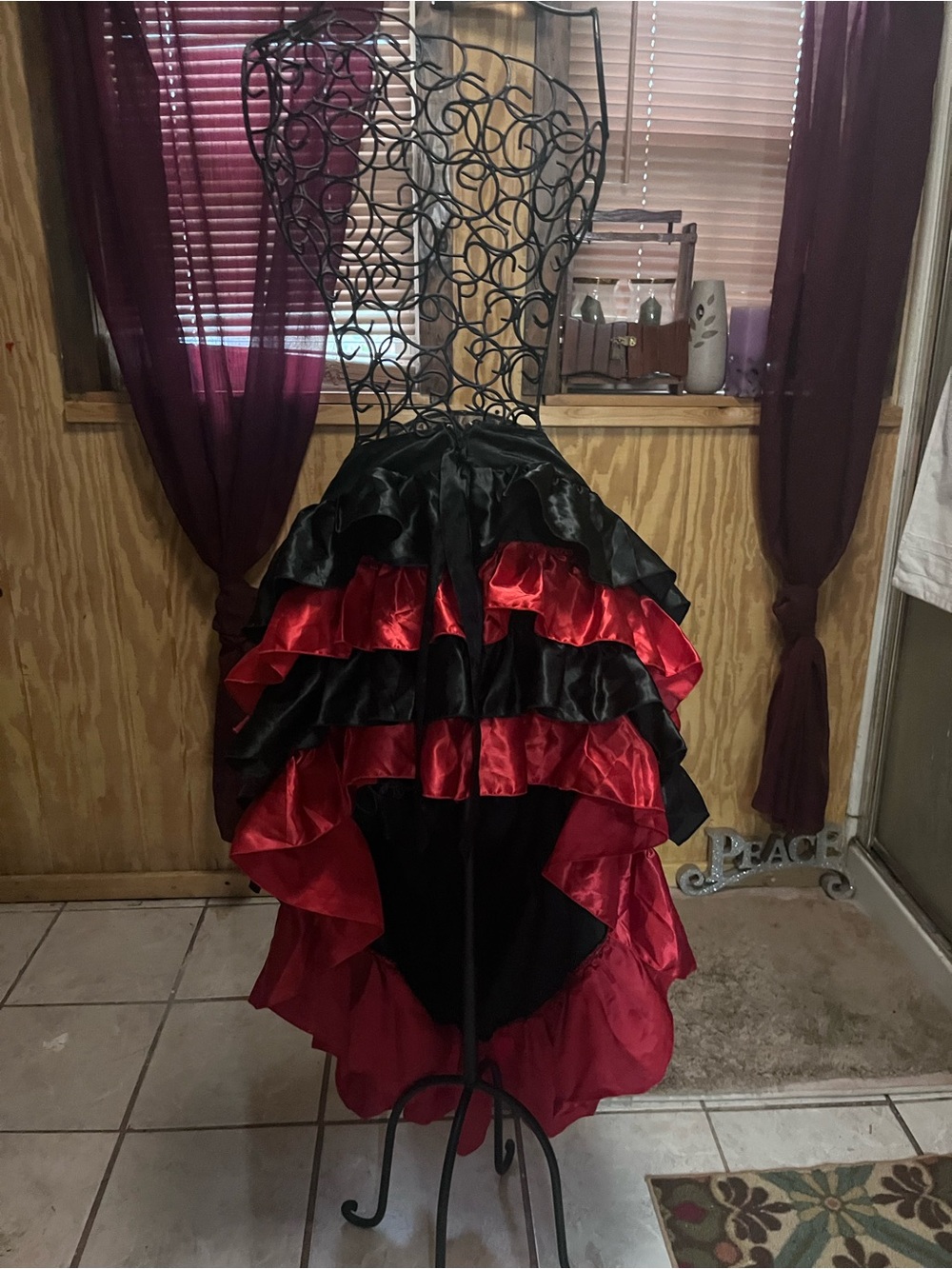 Spirit Black and Red Layered High-Low Ruffle Skirt